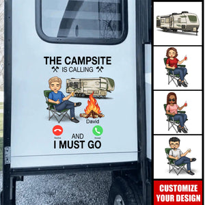 The Campsite Is Calling... And I Must Go - Personalized RV Decal-Gift For Camping Lovers