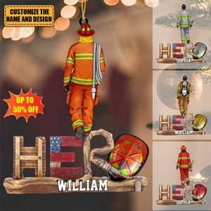 Firefighter - The Hero, Personalized Acrylic Custom Shape Christmas/Car Ornament, Gift For Firefighter
