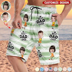 Custom Photo Best Dad Grandpa Ever - Personalized Unisex Beach Shorts