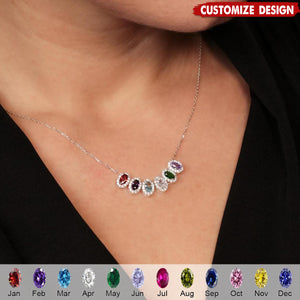 Multiple Birthstone Family Necklace - Gift For Mom Grandma