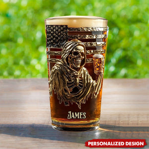 F*ck It Let's Have A Beer - Personalized Skull Beer Glass