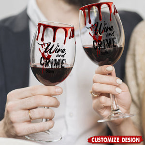 True Crime & Wine - Personalized True Crime Wine Glass,Goblet
