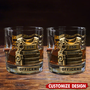 Serve And Protect - Personalized Police Officer Bullet Whiskey Glass