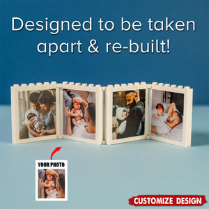 Personalised Fold-Out Daddy & Me Brick Photo Block Gift Mini Photo Album Keepsake Gift for Dad