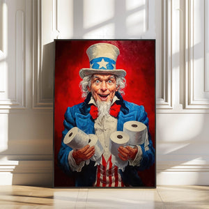 July 4th Toilet Canvas Poster,Patriotic Toilet Paper Poster Print, Novelty Wall Art Decor