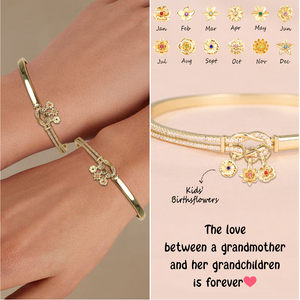 Personalized Birthflowers Knot Bangle, Gift For Grandma