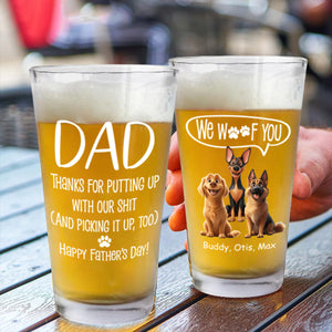 Thanks Dad We Woof You New Version - Personalized Beer Glass