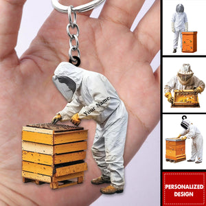 Personalized Beekeeper Christmas Keychain-Gift For Honeybee Keeper