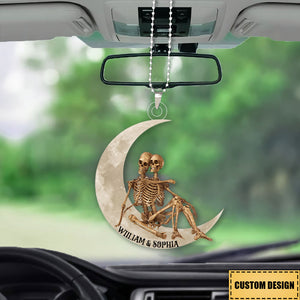 Personalized Skeleton Couple On The Moon Acrylic Ornament-Gift For Valentine's Day