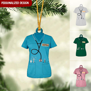 Personalized Nurse Scrubs-Personalized Christmas Ornament- Gift For Nurse