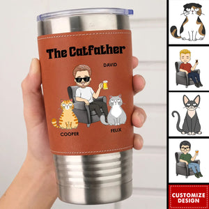 The Catfather - Personalized Custom Leather Tumbler