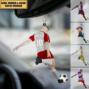 Personalized Name, Number & Appearance - Acrylic Christmas / Car Oranment - Gift for Soccer Lovers