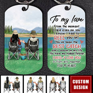 Personalized Fishing Couple Stainless Keychain - Gift Idea For Couple