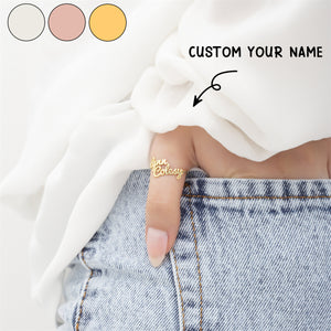 Personalized Double Handwriting Name Ring - Gift For Mom,Couple