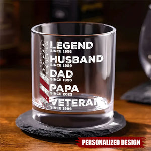 Legend Husband Daddy Since Personalized Whiskey Glass, Father's Day Gift