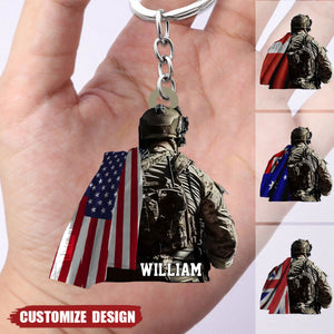 Personalized Veteran Car Hanging Acrylic Keychain