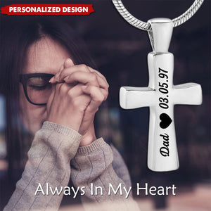 Personalized Cross Urn Necklace-Memorial Gift