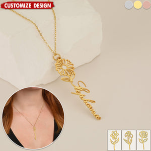 Graduation Gift - Personalized Flower Name Necklace