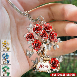 Flowers For Mom Grandma - Personalized Mother Keychain