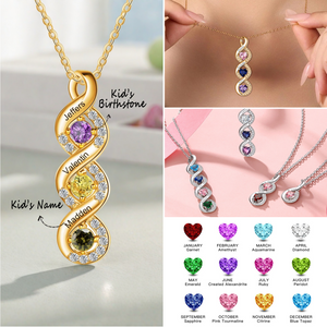 Personalized Infinity Heart Birthstone Necklace, Mother's Day Gift