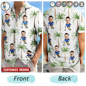 Custom Photo Golf Lovers Funny Art - Personalized Hawaiian Shirt