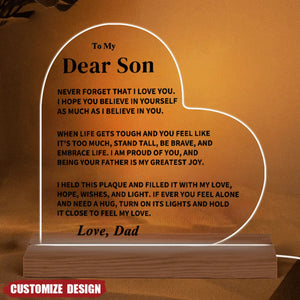 To My Son - Personalized Heart Shaped Acrylic Plaque/LED Light Plaque