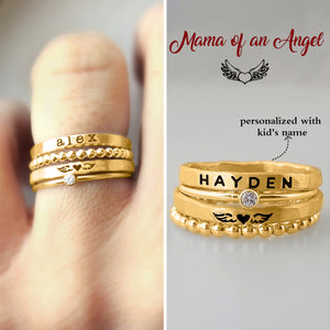 For Memorial-I Will Love You for Every Second of Mine Custom Name Wings Ring