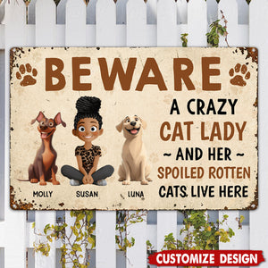 Crazy Dog Lady And Her Dogs - Personalized Metal Sign