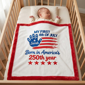 Born In America's 250th Year - Personalized Baby Blanket