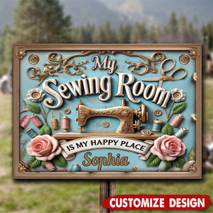 My Sewing Room - Personalized Sewing Rectangle Metal Sign