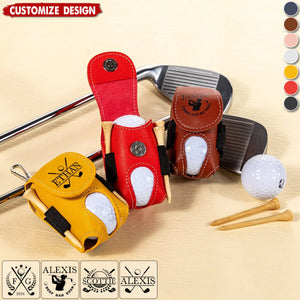 Personalized Multicolor Leather Golf Pattern Design Golf Ball Waist Bag with Name and Belt Clip-Gift for Golf Lovers