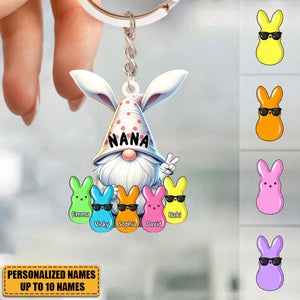 Bunny Nana Grandma Easter Grandkids Personalized Acrylic Keychain