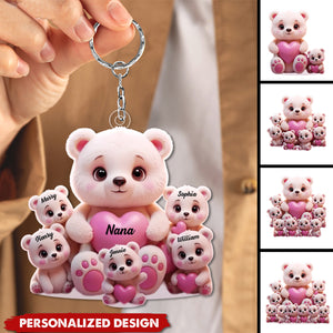 Personalized Cute Bear Keychain-Gift For Mom, Grandma