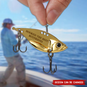 Personalized Metal Engraved Fishing Lure Hook With Wood Box - Gifts For Fishing Lover