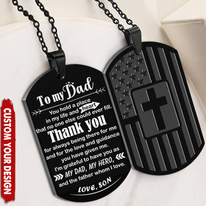 Personalized Christian American Flag Man Dog Tag Cross Necklace Father's Day Gifts