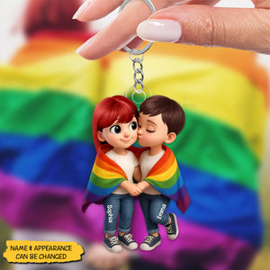 Pride Month LGBT Couple Love Is Love - Personalized Acrylic Keychain, Gift for him Or her