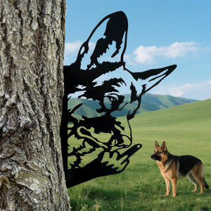 German Shepherd Middle Finger Metal Sign - Versatile Mountable Wall Art