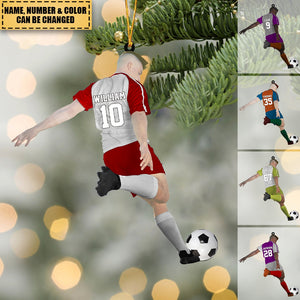 Personalized Name, Number & Appearance - Acrylic Christmas / Car Oranment - Gift for Soccer Lovers