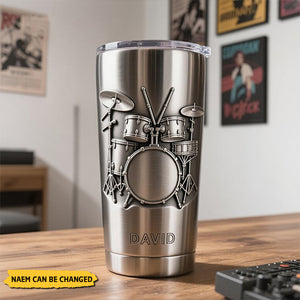 Personalized Drum Pattern Stainless Steel Tumbler-Gift for Drummer