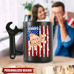 Fist Bump With Grandpa-Personalized Wrench Handle Mug