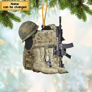 Military Uniform - Boots & Hat - Personalized Flat Acrylic Christmas Ornament