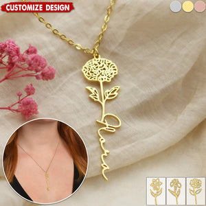 Graduation Gift - Personalized Flower Name Necklace