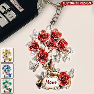 Flowers For Mom Grandma - Personalized Mother Keychain
