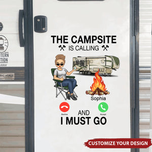 The Campsite Is Calling... And I Must Go - Personalized RV Decal-Gift For Camping Lovers