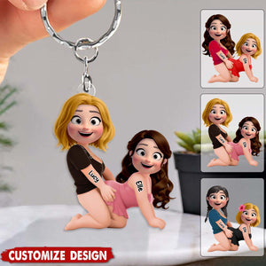 Naughty Personalized Gay Lesbian Couple Keychain - Gifts For Couple