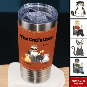 The Catfather - Personalized Custom Leather Tumbler