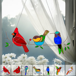 Stained Glass Humming Birds Suncatcher - Gift For Bird Lovers