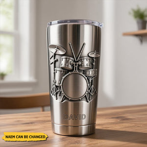 Personalized Drum Pattern Stainless Steel Tumbler-Gift for Drummer