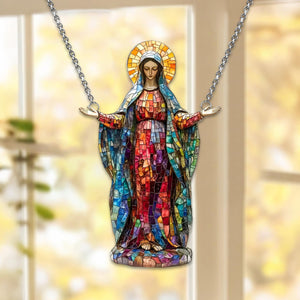 Virgin Mary Window Hanging Suncatcher Ornament - Catholic Religious Gift for Mom or Grandma