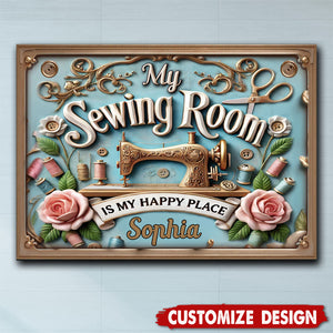 My Sewing Room - Personalized Sewing Rectangle Metal Sign
